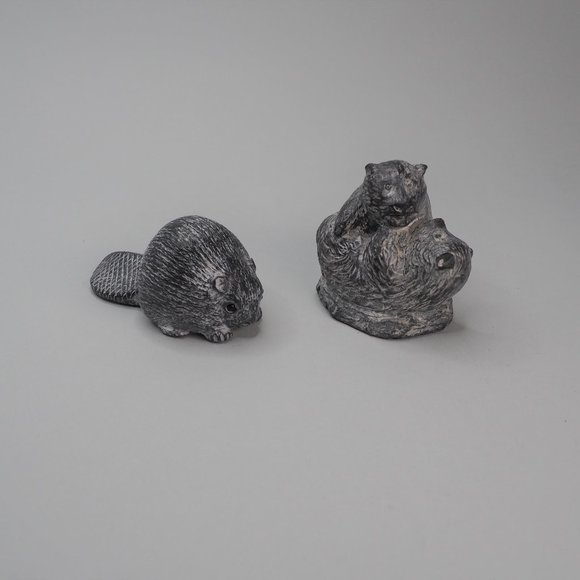 Small Bear Cubs & Beaver Soap Stone Sculptures - Picture 1 of 12